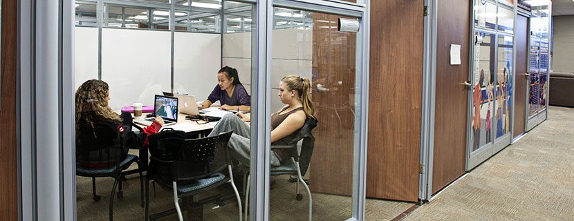 students in a booked study room