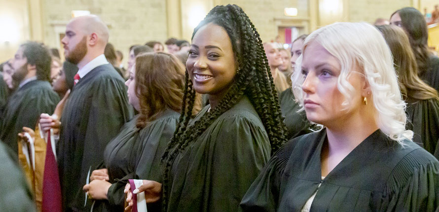 Grads inside Sanderson Centre