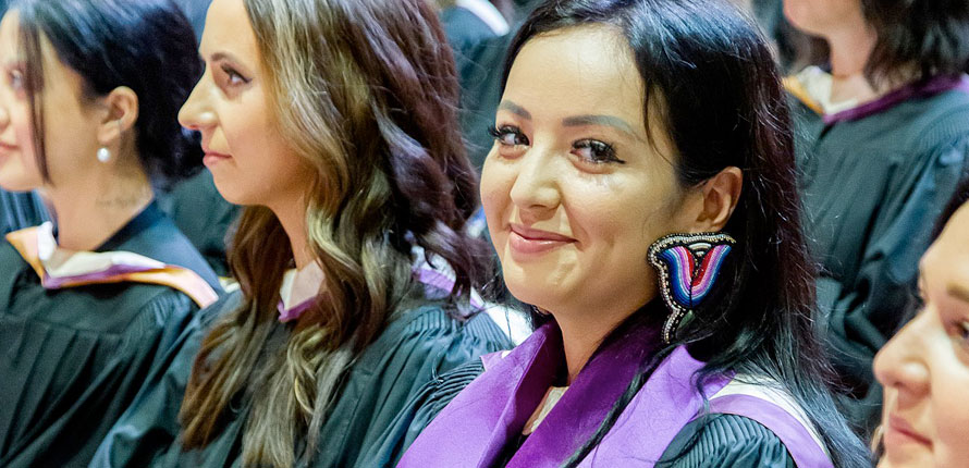 Graduates during ceremony