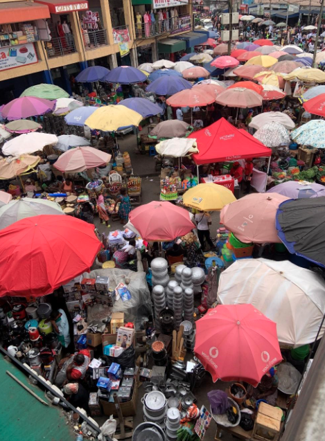 overhead shot of a market in Accra