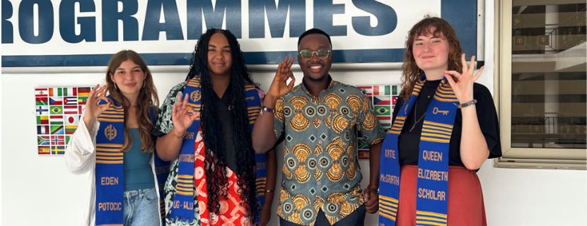 3 laurier students in Accra, Ghana with the Queen Elizabeth Scholarship internship.