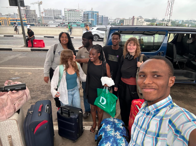 Laurier students arriving to the airport in Accra