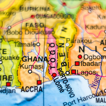 Ghana on a map