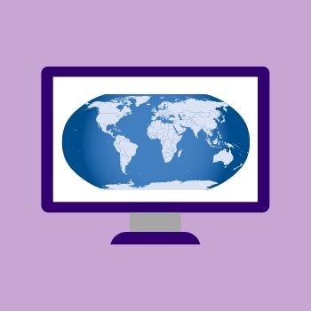 graphic of a globe on a computer screen