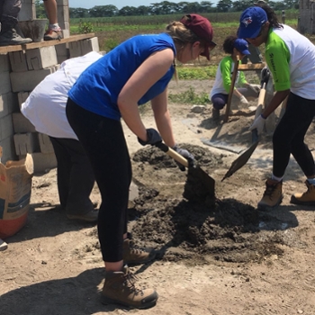 students digging