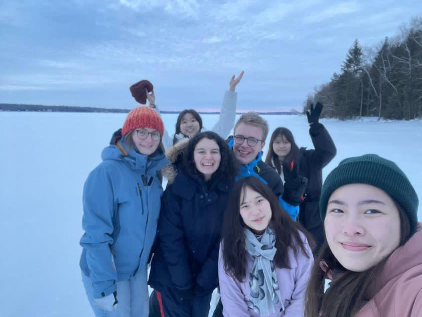 Student on a frozen lake at Camp Kawartha