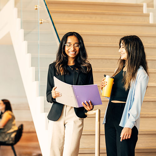 students chatting