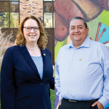 Spotlight story image pertaining to Darren Thomas Associate Vice-President: Indigenous Initiatives and Deborah MacLatchy President and Vice-Chancellor