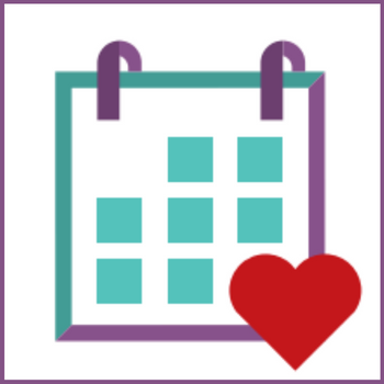 Calendar graphic with red heart bottom right