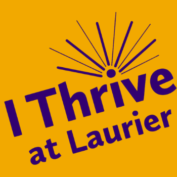 Orange background with overlay text I thrive at Laurier