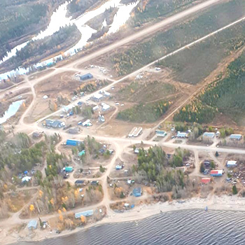 Aerial view of Sambaa K'e, NWT