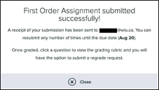 Gradescope confirmation screen