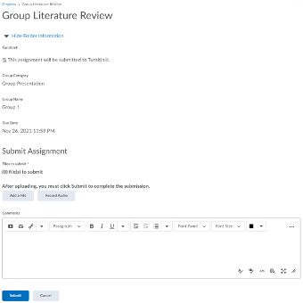 Groupwork upload screen
