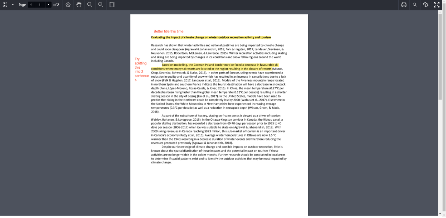 inline feedback window