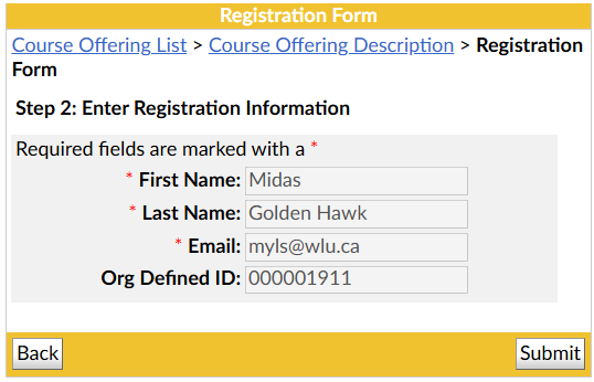 self registration form details