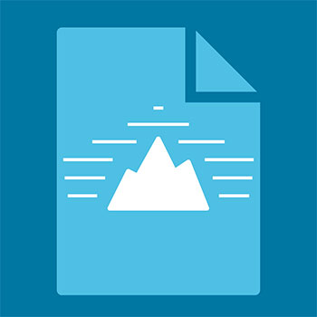 blue piece of paper with white mountain graphic