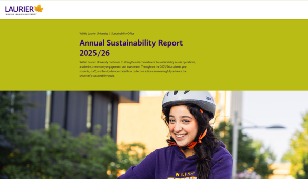 Screenshot of the webpage for Annual Sustainability Report for 2025-26 showing a student on a Neuron scooter