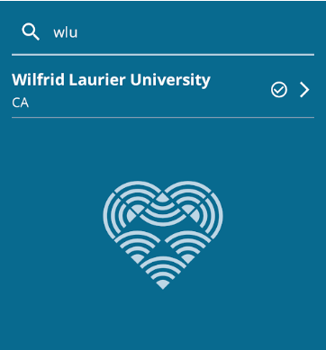 Search "wlu" and select Wilfrid Laurier University