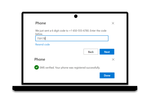 Verification code windows on laptop screen