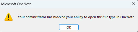 screenshot of the warning pop-up described above