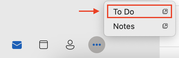 screenshot of To Do option in the new Outlook for Mac