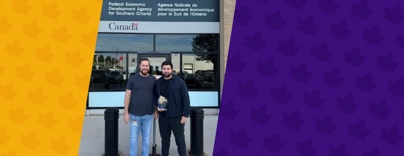 Image of Hilal Safi with team leader Lenny Walker outside of FedDev office.