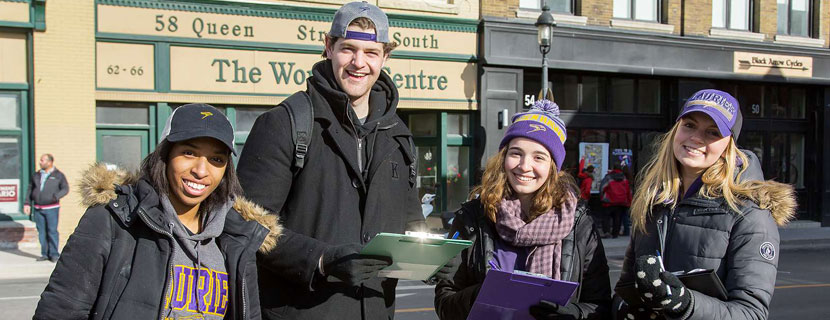 students in downtown Brantford