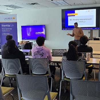Students attending a session in StartUp Lab in Milton