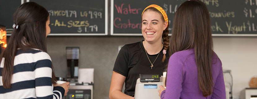 student working on campus image