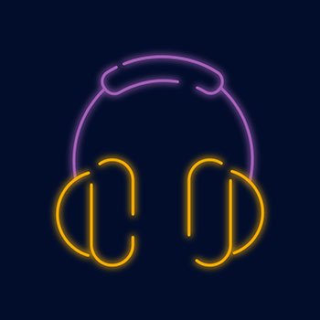neon gold and purple headphones