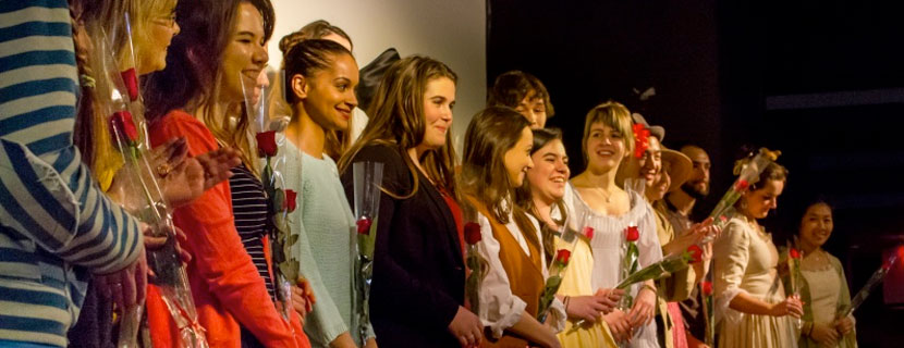 students on stage