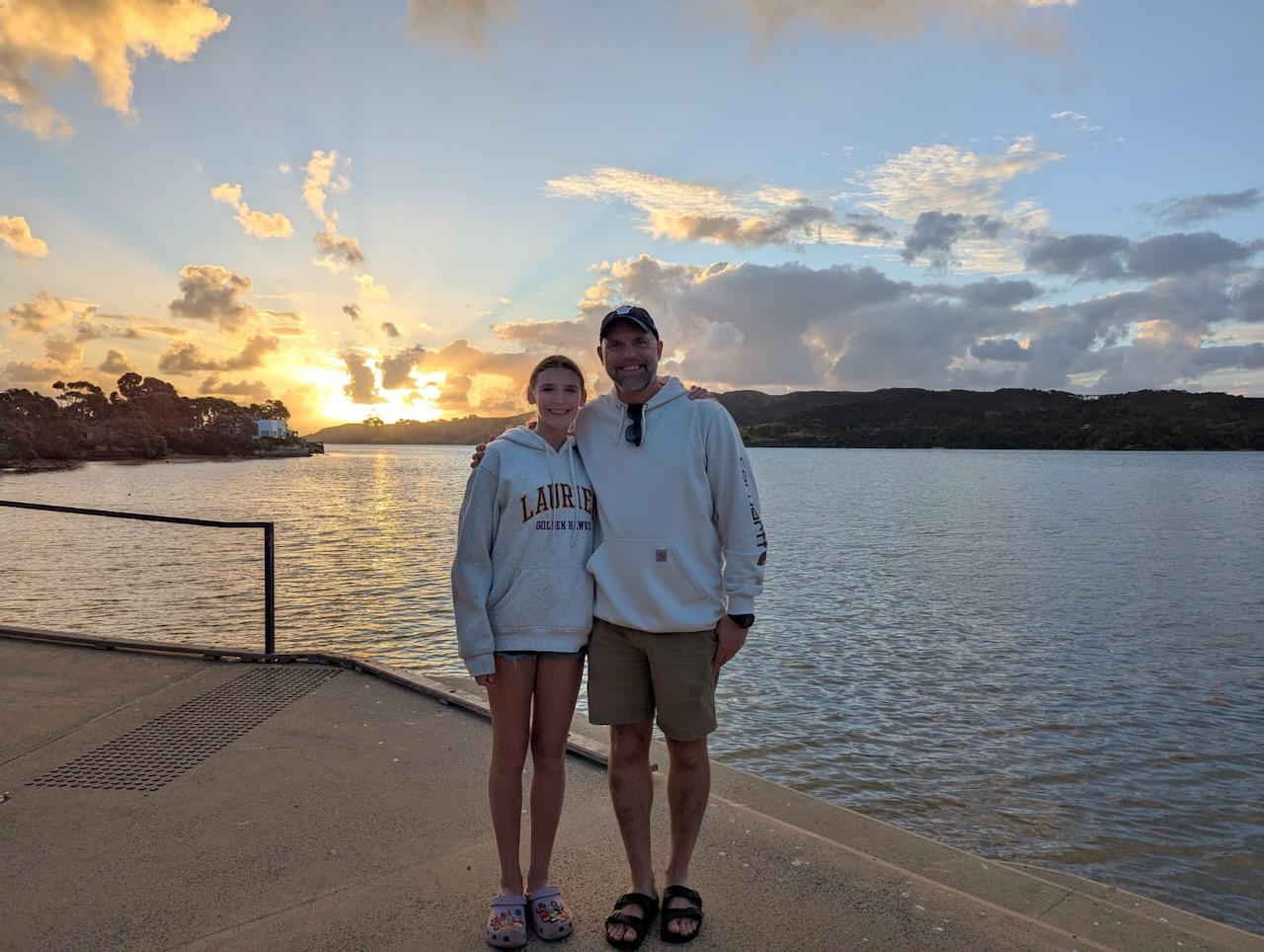 Dr. McLeod and his daughter at Raglan