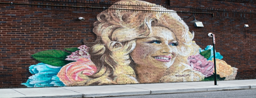 Dolly Parton Graffiti on a Brick Wall