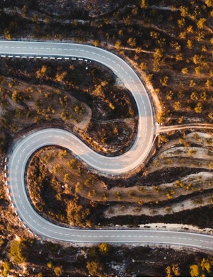 Winding road from above