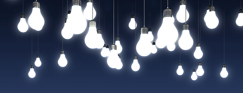 Variety of hanging light bulbs