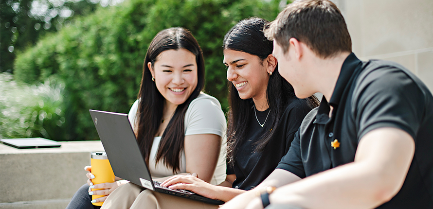 Students laughing booking