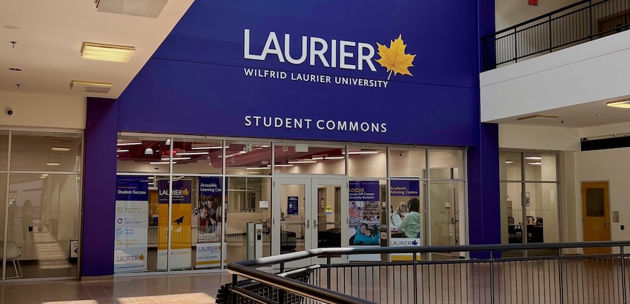 Outside of the Student Learning Commons in One Market on the Brantford campus