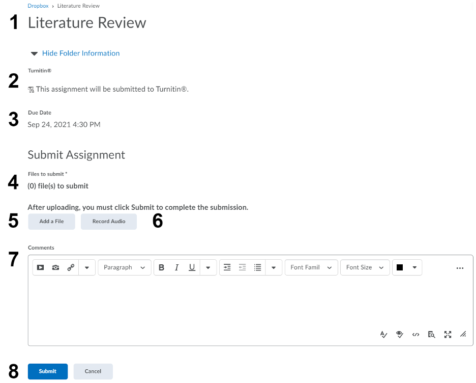 Assignment overview in dropbox