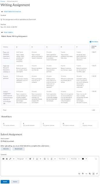 Rubric in dropbox