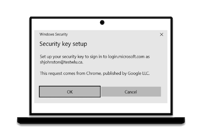 Security key setup window