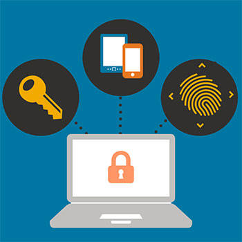 Spotlight story image pertaining to laptop with thumbprint, padlock and mobile device