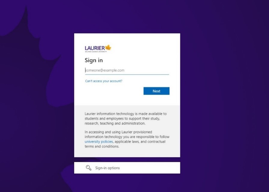 Laurier Sign In page (user password)