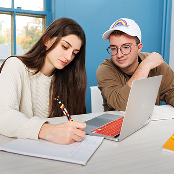 Two students studying.