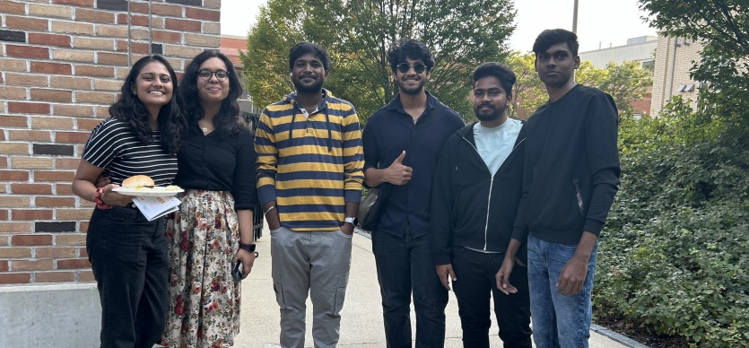 students enjoying the welcome back bbq on the Brantford campus