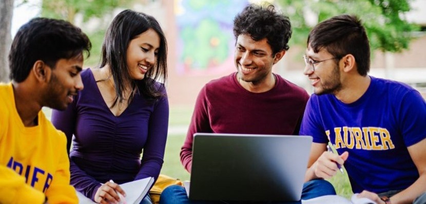 students enjoying the welcome back bbq on the Brantford campus
