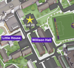 Map that shows the location of parking lot 20