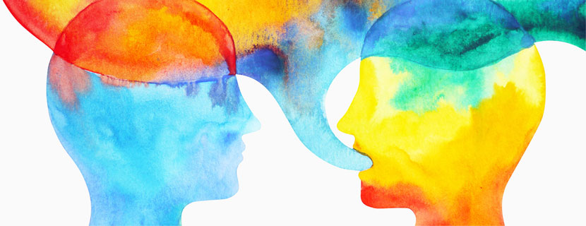 abstract heads in conversation