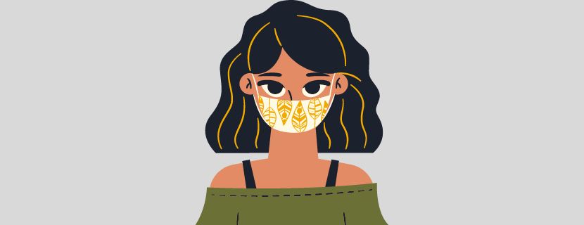 vector of woman wearing a mask